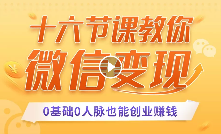 十六节课教你零基础微信变现,用单品打爆市场,每月收入超过10万+-知一资源网