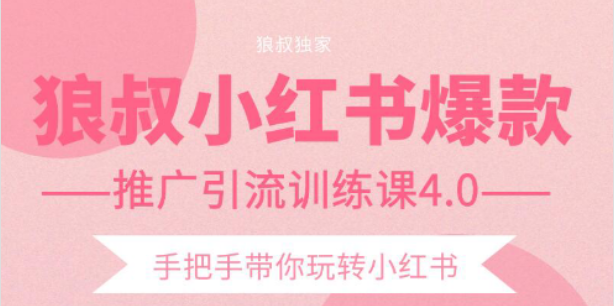 狼叔小红书爆款推广引流训练课4.0,手把手带你玩转小红书-知一资源网