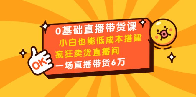 0基础直播带货课:小白也能低成本搭建疯狂卖货直播间:1场直播带货6万-知一资源网