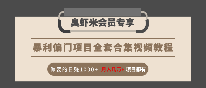 暴利偏门项目全套合集视频教程:你要的日赚1000+月入几万+项目都有-知一资源网
