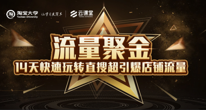 淘宝大学:流量聚金14天快速玩转直搜,超引爆店铺流量,价值8800元-知一资源网