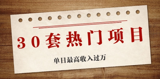 30套热门项目:单日最高收入过万 (网赚项目、朋友圈、涨粉套路、抖音、快手)等-知一资源网