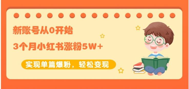 生财小红书涨粉变现:新账号从0开始3个月小红书涨粉5W+实现单篇爆粉-知一资源网
