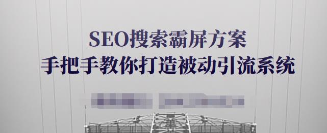SEO搜索霸屏方案，手把手教你打造被动引流系统【视频课程】-知一资源网