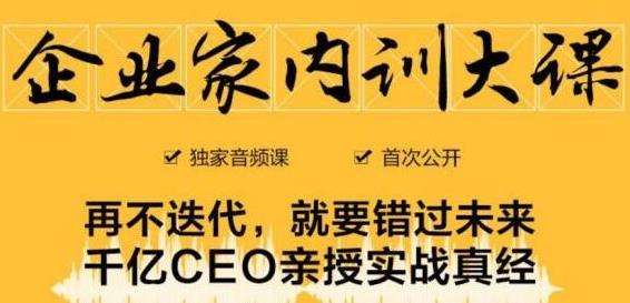 企业家内训大课,未来企业必学经验,价值1299元-知一资源网