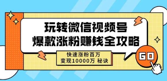 玩转微信视频号爆款涨粉赚钱全攻略,快速涨粉百万变现万元秘诀-知一资源网