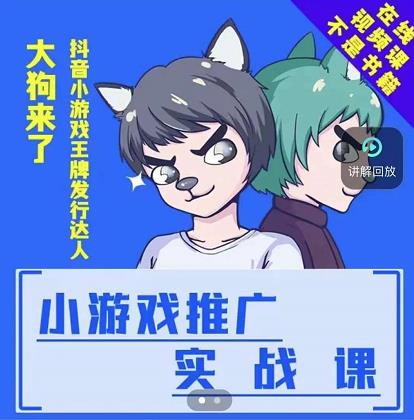 大狗来了:小游戏推广实战课,带你搭建一个游戏推广变现账号-知一资源网