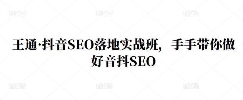 王通·抖音SEO落地实战班,手手带你做好音抖SEO-知一资源网