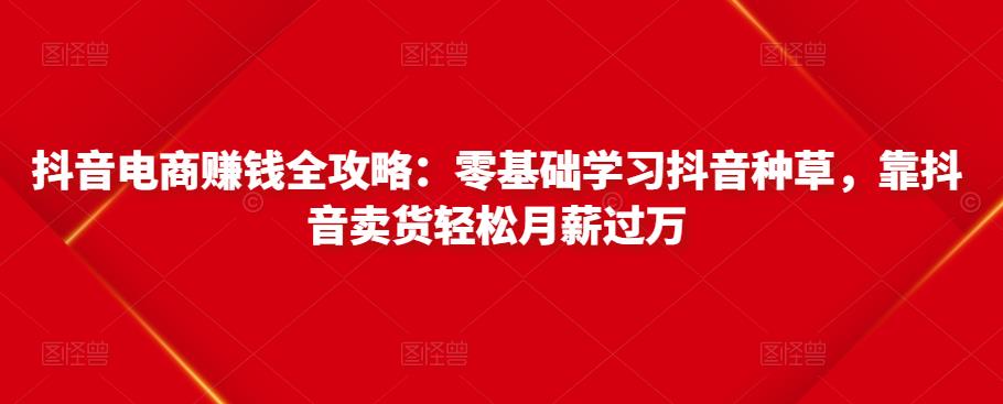 抖音电商赚钱全攻略:零基础学习抖音种草,靠抖音卖货轻松月薪过万-知一资源网