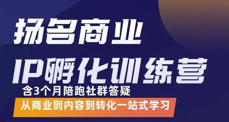 杨名商业IP孵化训练营,从商业到内容到转化一站式学 价值5980元-知一资源网