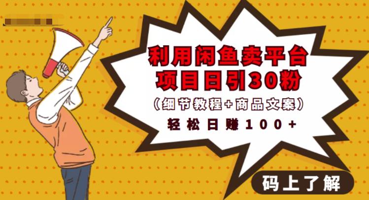 利用闲鱼卖平台项目课程资源日引流30+精准粉丝,轻松日赚100+,积累人脉可实现二次变-知一资源网