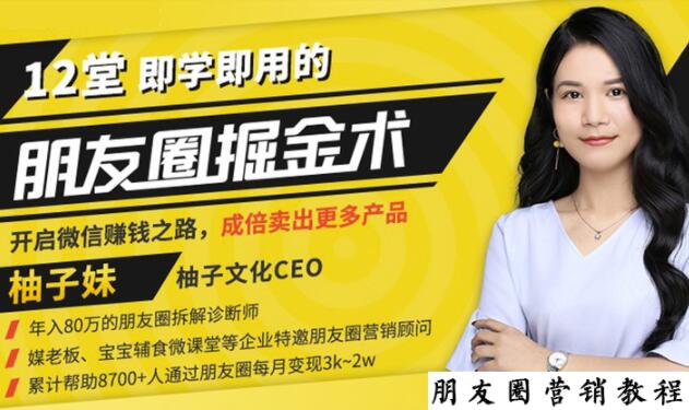 【营销必学】12堂学之即用的朋友圈掘金术：开启你的副业赚钱之路-知一资源网