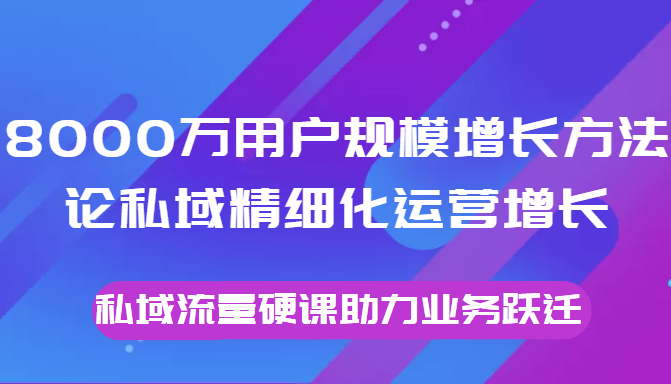 8000万用户规模增长方法论私域精细化运营增长,私域流量硬课助力业务跃迁-知一资源网