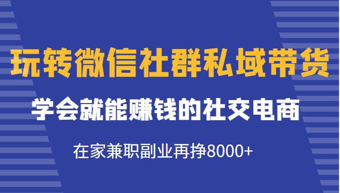 玩转微信社群私域带货,学会就能赚钱的社交电商,在家兼职副业再挣8000+-知一资源网