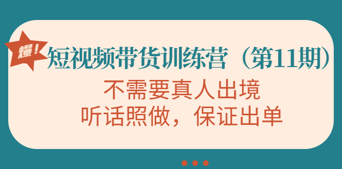 视频带货训练营,不需要真人出境,听话照做,保证出单(第11期)-知一资源网