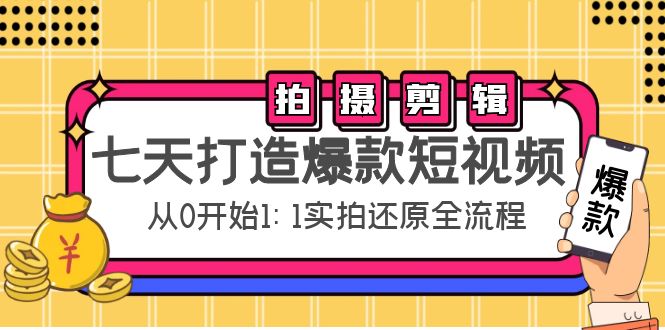 七天打造爆款短视频:拍摄+剪辑实操,从0开始1:1实拍还原实操全流程-知一资源网