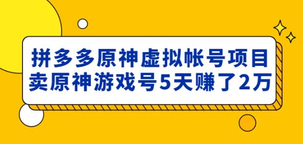 外面卖2980的拼多多原神虚拟帐号项目:卖原神游戏号5天赚了2万-知一资源网