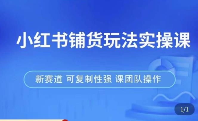 小红书铺货玩法实操课,流量大,竞争小,非常好做,新赛道,可复制性强,可团队操作-知一资源网