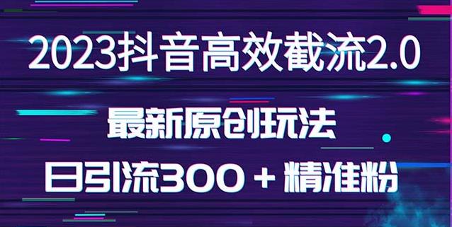 日引300+创业粉,独家抖音高效截流2.0玩法(价值1280)-知一资源网