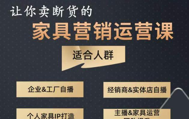让你卖断货的家具营销运营课,打造高销量家具账号(短视频+直播+人物IP)-知一资源网