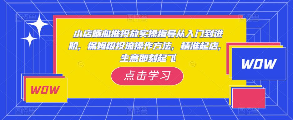小店随心推投放实操指导从入门到进阶,保姆级投流操作方法,精准起店,生意即刻起飞-知一资源网