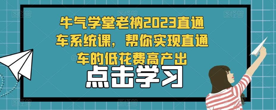 牛气学堂老衲2023直通车系统课,帮你实现直通车的低花费高产出-知一资源网