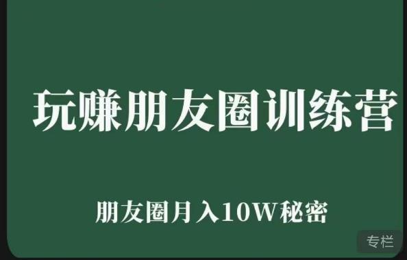 玩赚朋友圈系统课,朋友圈月入10W的秘密,7天系统图文课程-知一资源网