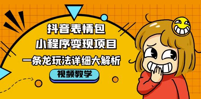 抖音表情包小程序变现项目,一条龙玩法详细大解析,视频版学习!-知一资源网