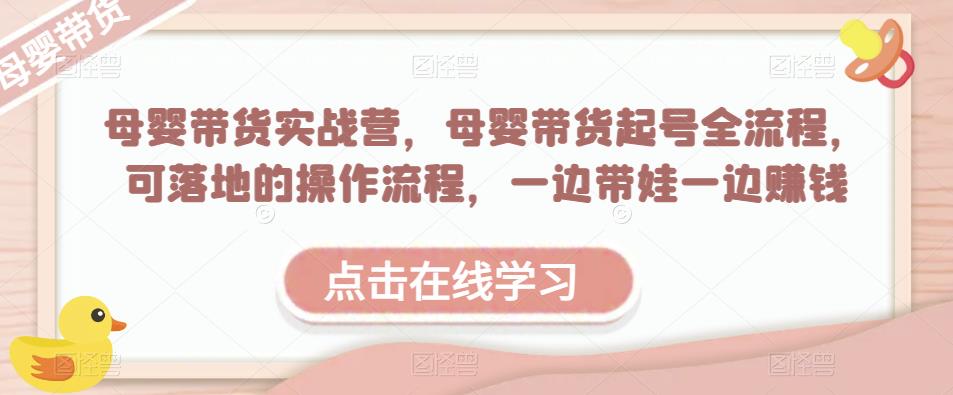 母婴带货实战营,母婴带货起号全流程,可落地的操作流程,一边带娃一边赚钱(附素材)-知一资源网