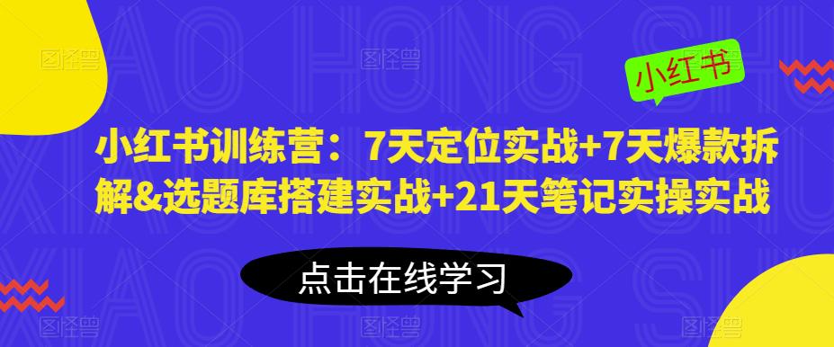 小红书训练营:7天定位实战+7天爆款拆解&选题库搭建实战+21天笔记实操实战-知一资源网