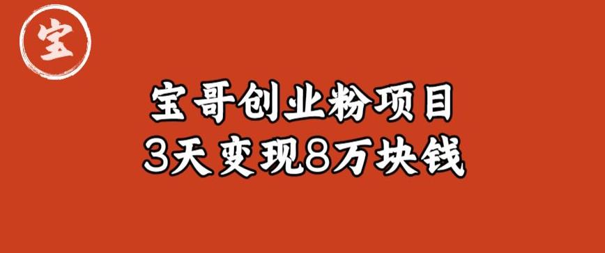 宝哥IP图文创业粉引流项目实战分享:单个账号3天涨粉1万,变现8万块钱(图文教程)【揭秘】-知一资源网