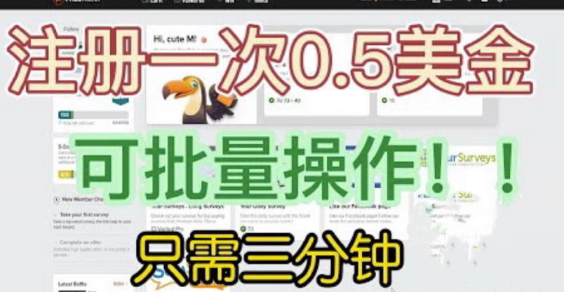 国外项目注册一次0.5美金，只需三分钟无脑操作，可批量同时放大操作，小白工作室福利【揭秘】-知一资源网