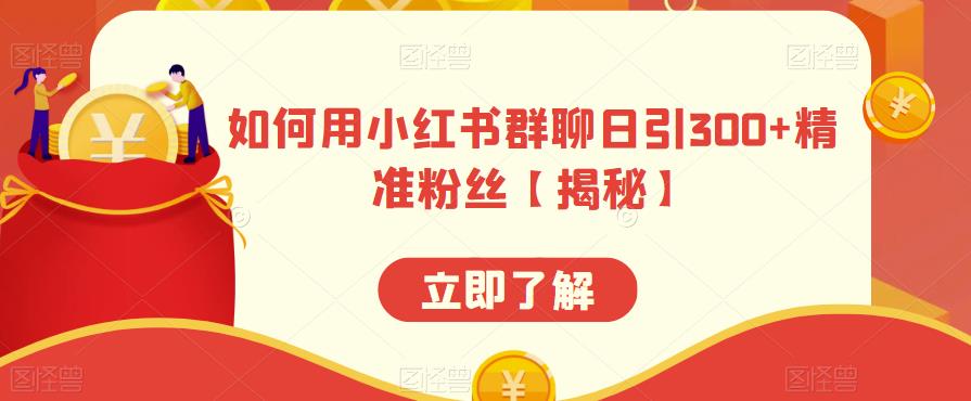 如何用小红书群聊日引300+精准粉丝【揭秘】-知一资源网