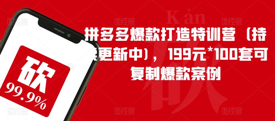 拼多多爆款打造特训营(持续更新中),199元*100套可复制爆款案例-知一资源网