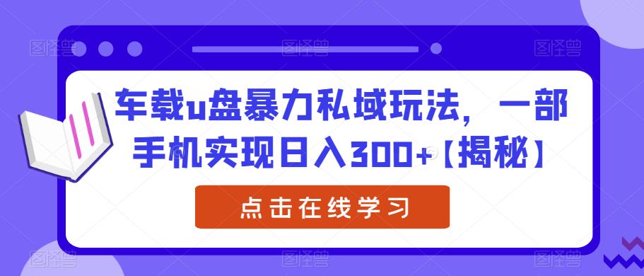 车载u盘暴力私域玩法，一部手机实现日入300+【揭秘】-知一资源网