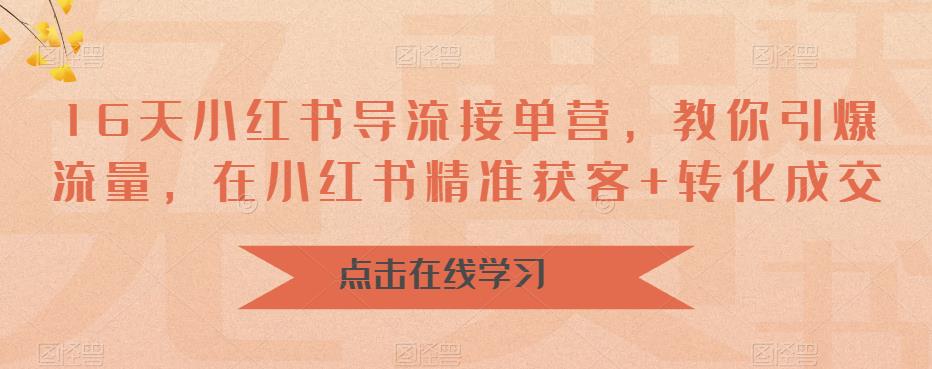 16天小红书导流接单营,教你引爆流量,在小红书精准获客+转化成交-知一资源网
