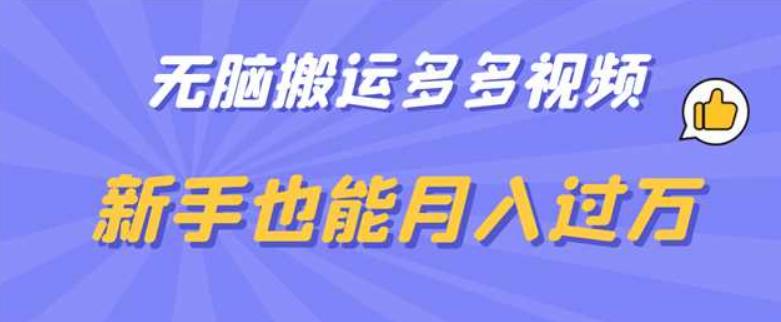 无脑搬运多多视频,新手也能月入过万【揭秘】-知一资源网