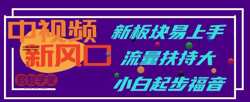 中视频新风口，新板块易上手，流量扶持大，小白起步福音【揭秘】-知一资源网