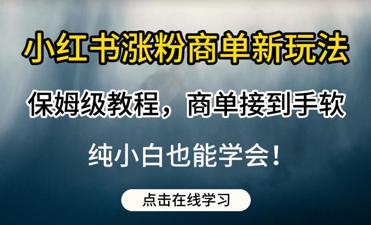 小红书涨粉商单新玩法,保姆级教程,商单接到手软,纯小白也能学会【揭秘】-知一资源网