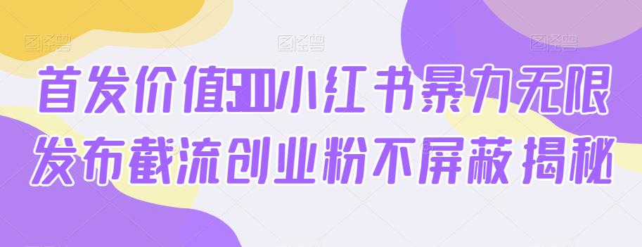 首发价值5100小红书暴力无限发布截流创业粉不屏蔽揭秘-知一资源网