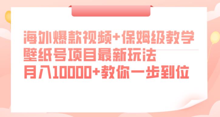 海外爆款视频+保姆级教学，壁纸号项目最新玩法，月入10000+教你一步到位【揭秘】-知一资源网