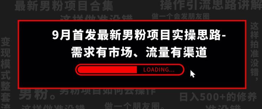 9月首发最新男粉项目实操思路-需求有市场，流量有渠道【揭秘】-知一资源网