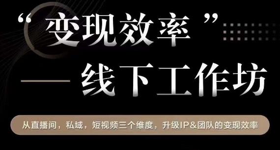 变现效率线下工作坊,从播直间、私域、视短频个三维度,升级IP和团队变现效率-知一资源网