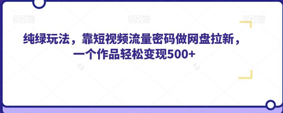 纯绿玩法，靠短视频流量密码做网盘拉新，一个作品轻松变现500+【揭秘】-知一资源网