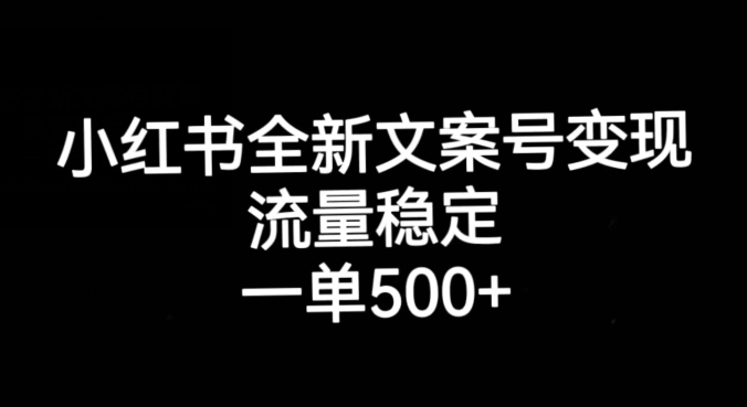 小红书全新文案号变现，流量稳定，一单收入500+-知一资源网