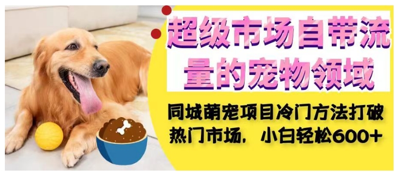 超级市场自带流量的宠物领域,同城萌宠项目冷门方法打破热门市场,小白轻松600+-知一资源网