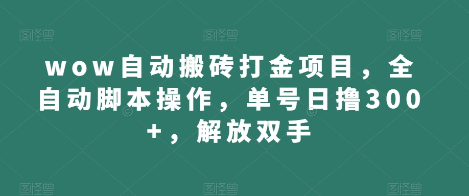 wow自动搬砖打金项目,全自动脚本操作,单号日撸300+,解放双手【揭秘】-知一资源网