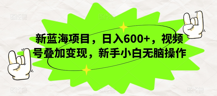 新蓝海项目,日入600+,视频号叠加变现,新手小白无脑操作【揭秘】-知一资源网