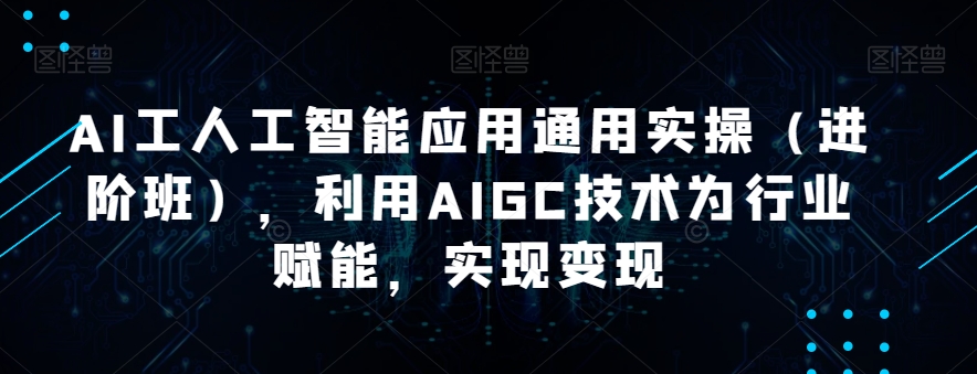 AI工人工智能应用通用实操(进阶班),利用AIGC技术为行业赋能,实现变现-知一资源网
