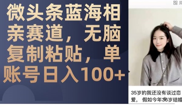 微头条蓝海相亲赛道，无脑复制粘贴，单账号日入100+-知一资源网